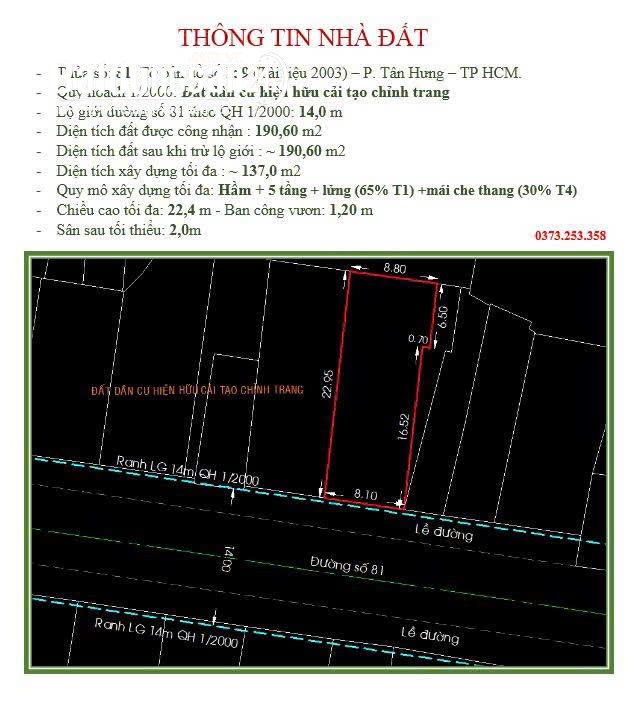 Nhà 8,1x23m NH CN 191m2 Đường 81 Phường Tân Quy Q7. giá tốt