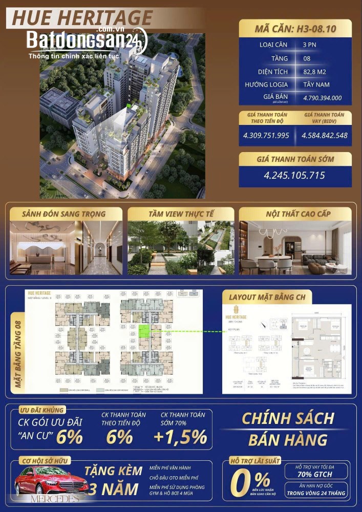 Căn hộ 3PN Hue Heritage - Lựa chọn căn "đáng sống" nhất trung tâm Tp. Huế