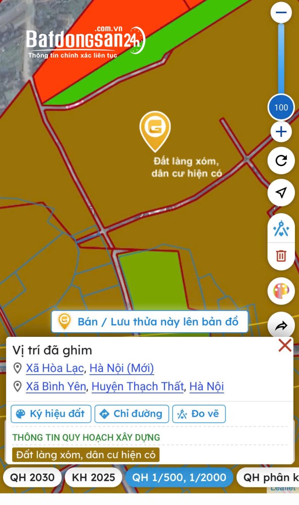 166m giá 35tr/m Lô đất xây trọ tại Thôn 9 xã Hòa Lạc, giá cực êm