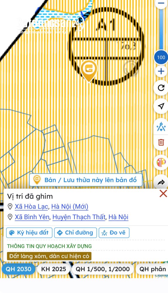 166m giá 35tr/m Lô đất xây trọ tại Thôn 9 xã Hòa Lạc, giá cực êm