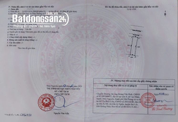 Chính chủ chuyển nhượng đất đấu giá Cửa Trại – Thủy Nguyên, HP, 100m2, giá 7,1 tỷ.