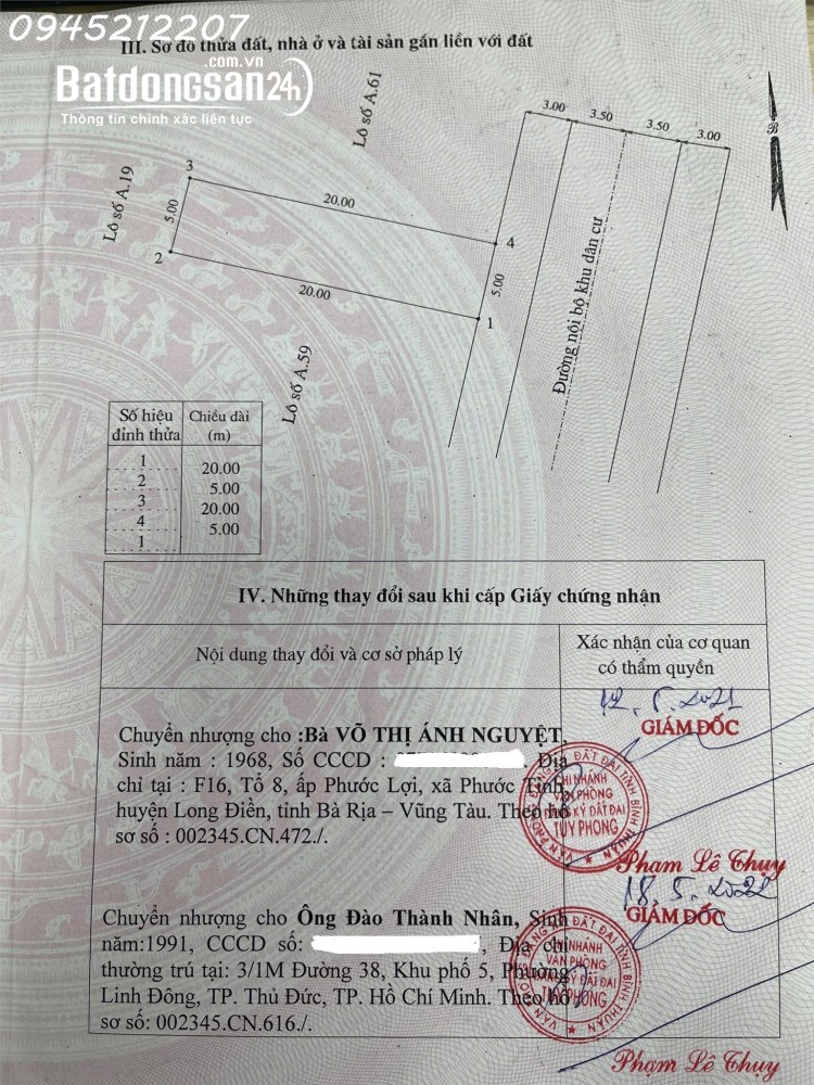 Bán lô đất siêu đẹp tại Vĩnh Tân, Tuy Phong, Bình Thuận, DT 100m2, giá 800 triệu