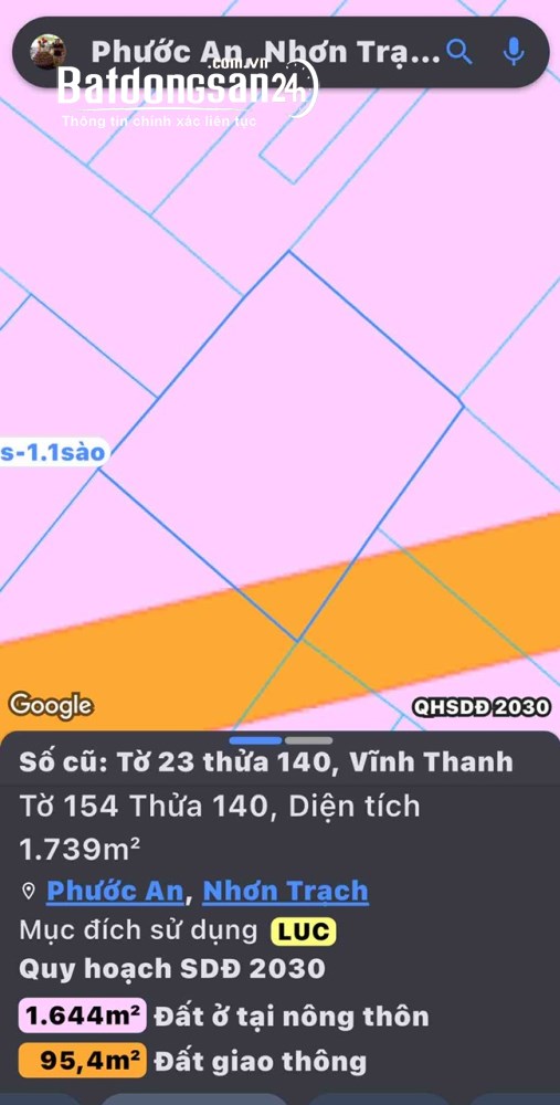 Bán đất 1.739 m², chỉ từ 3 triệu / m² (Giá cực tốt, TL thiện chí), Xã Phước An (H Nhơn Trạch cũ).