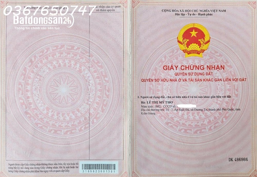 Giảm ngay 200 triệu Bán nhà và đất tại Suối Dá Dương Tơ, Phú Quốc, 508 m2 giá 3.5 tỷ