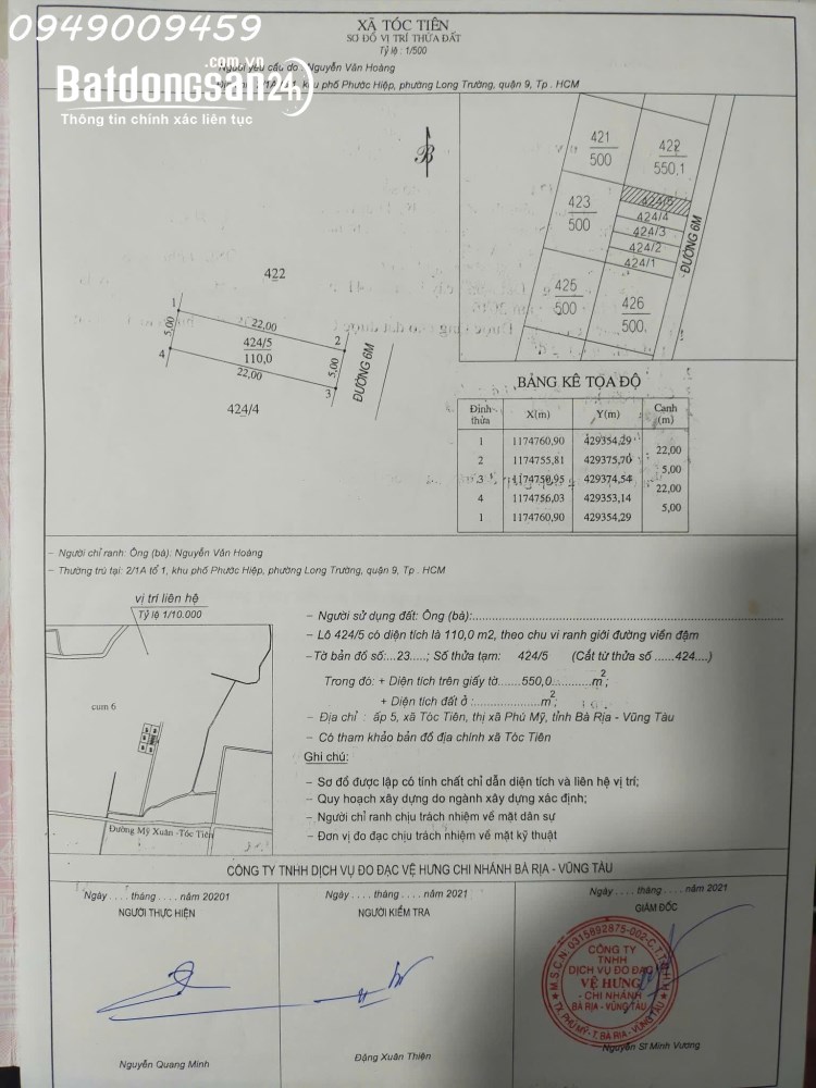CC bán đất 110m2, giá đầu tư 320 tr, Xã Châu Pha (TX Phú Mỹ cũ), TP Hồ Chí Minh