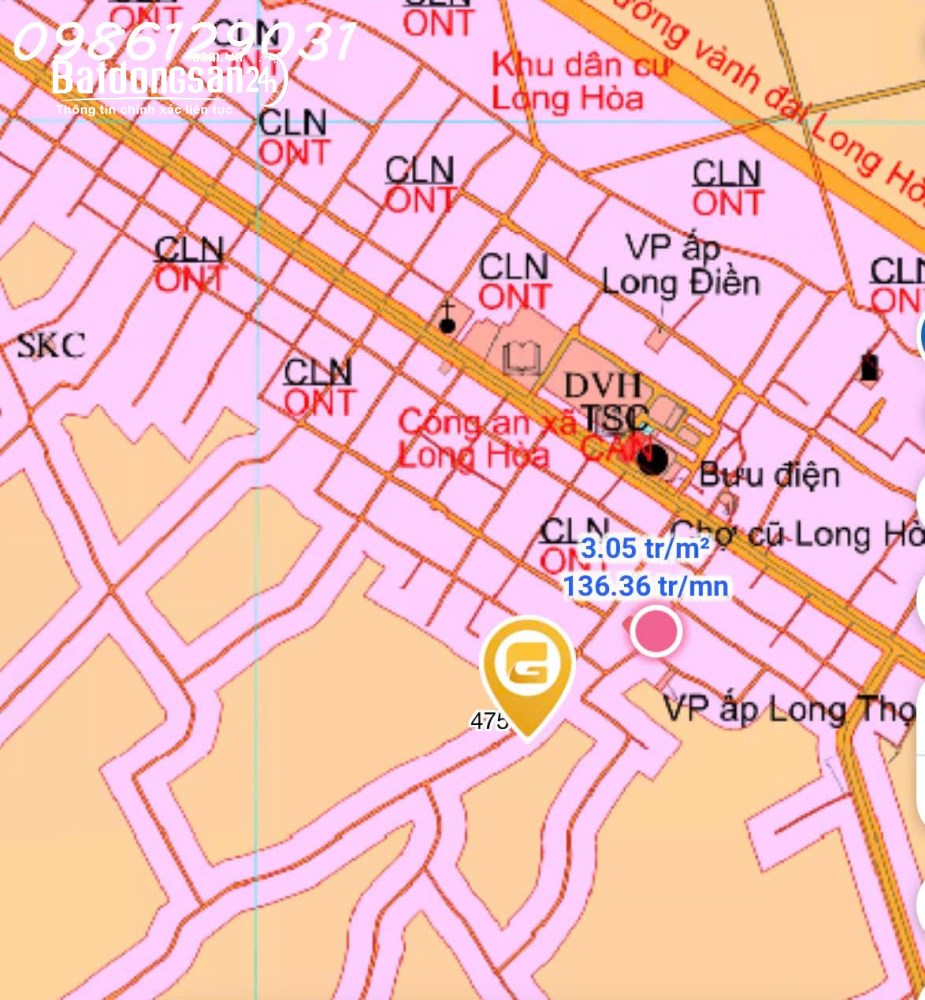 Cần tiền bán nhanh lô đất xã Long Hòa, TP Hồ Chí Minh, DT 473,7m2, giá 1.5 tỷ.