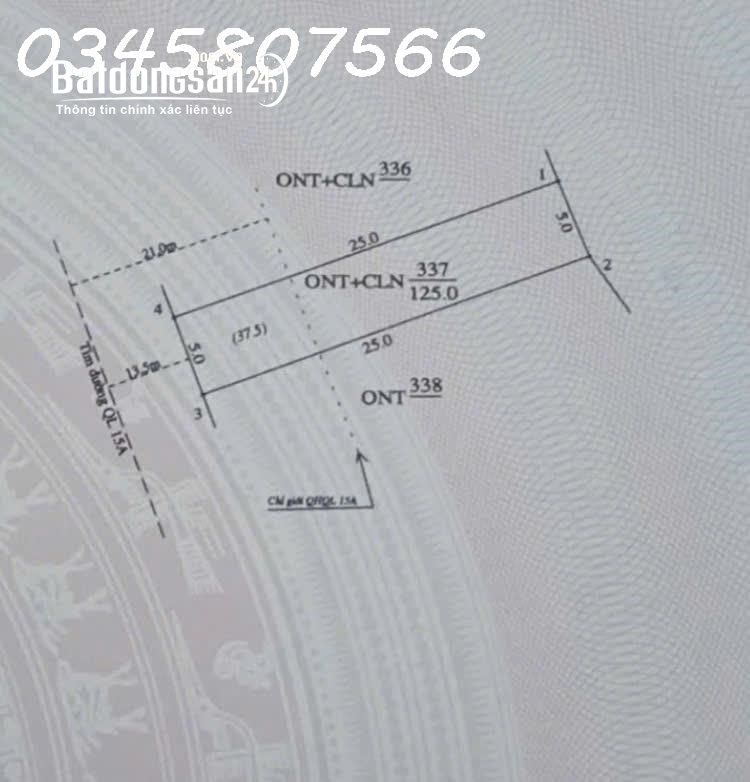 ĐẤT MẶT ĐƯỜNG QUỐC LỘ 15A – GIÁ CHỈ 535 TRIỆU, Xã Thiết Ống, Thanh Hóa.