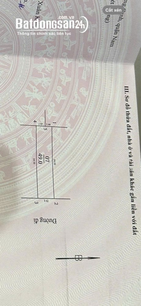 Nhà MT 50m2, giá 14 tỷ, vỉa hè, ô tô tránh, phân lô TĐC Tu Hoàng, P. Xuân Phương, Q. Nam Từ Liêm.