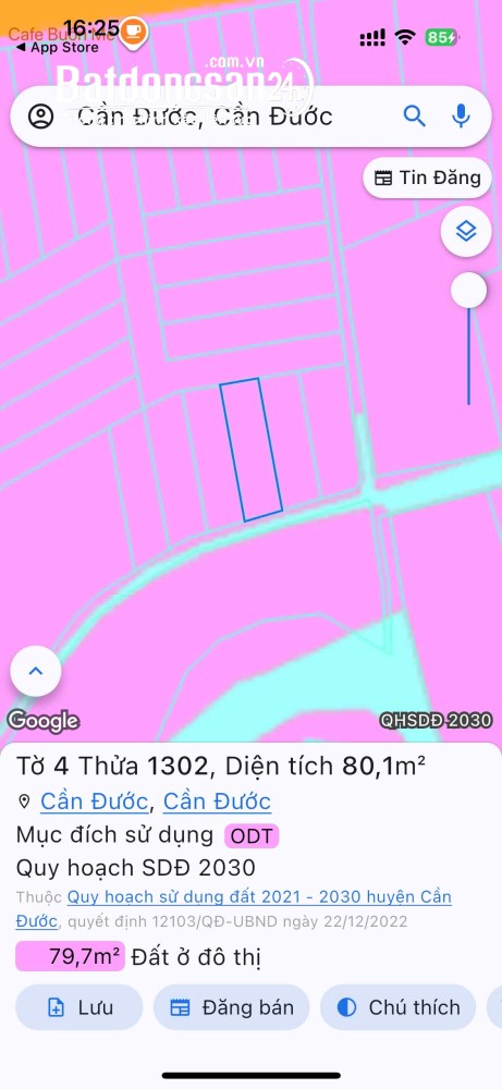 Bán đất ngay trung tâm, thổ cư SHR - 80m2, giá 650 tr - TT Cần Đước, Tỉnh Tây Ninh.