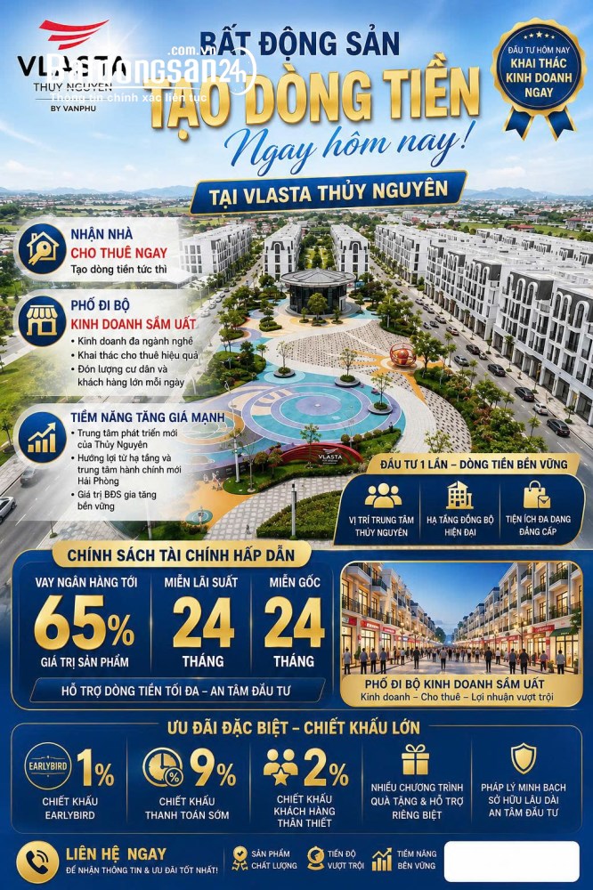 Vlasta thủy nguyên/TP. Hải Phòng - nhận nhà ngay - khai thác kinh doanh ngay.