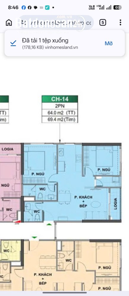 Bán căn góc, 2N, tầng trung, giá tốt, 64m2, chỉ 4.4 tỷ, tại phân khu London, Vinhomes Ocean Park.