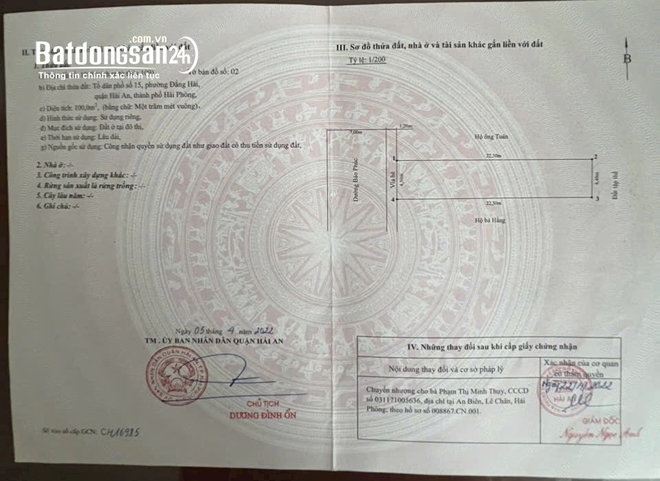 Bán 100m² Đất Hải An/Hải Phòng, Đường 7m, Ô Tô Đỗ Cửa, giá 6.5 tỷ.