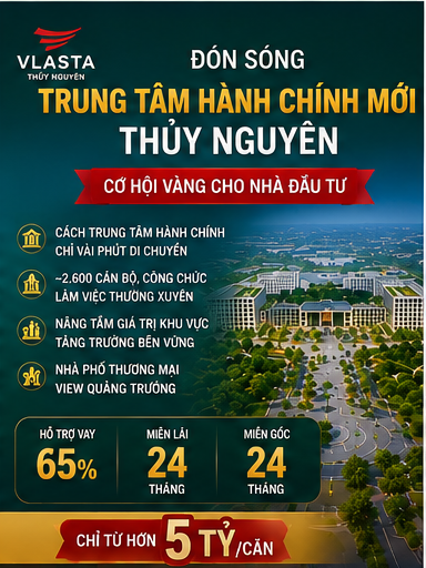 Vlasta Thủy Nguyên – Nhà Phố Trung Tâm Hành Chính Mới Chỉ Từ Hơn 5 Tỷ.