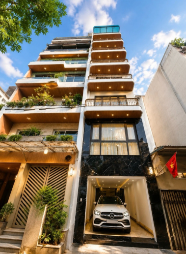 Bán tòa nhà 7 tầng TM, Ngọc Lâm - Long Biên, 58m², gara 2 ô tô, full nội thất cao cấp