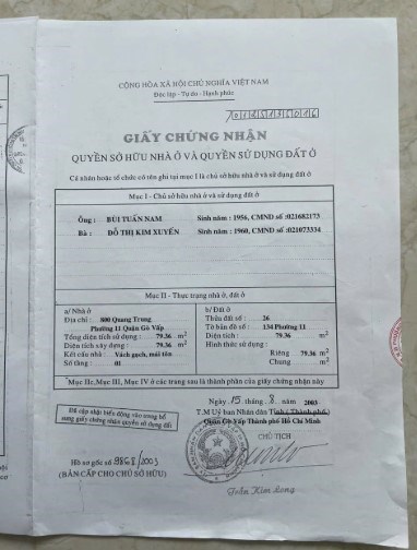 Nhà Mặt Tiền Quang Trung – Gò Vấp – 79m2 – Đang Cho Thuê – Chỉ 12,2 Tỷ.