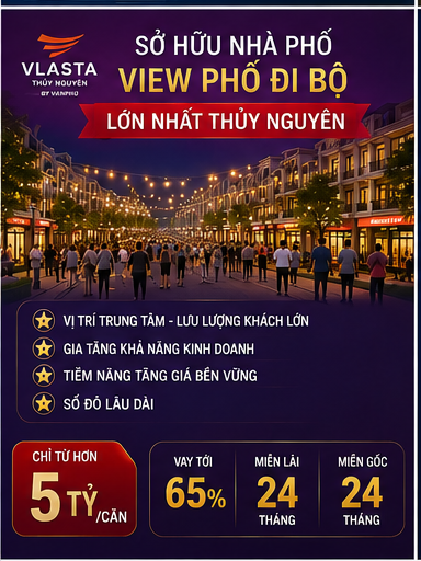 Sở hữu nhà phố view phố đi bộ lớn nhất Thủy Nguyên, diện tích 67.5m², giá chỉ từ hơn 5 tỷ.