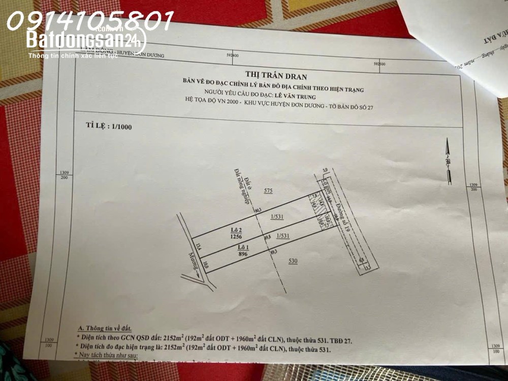 Bán đất thổ vườn 2.156m² tại Lạch Thiện 1, thị trấn D'Ran, Lâm Đồng.