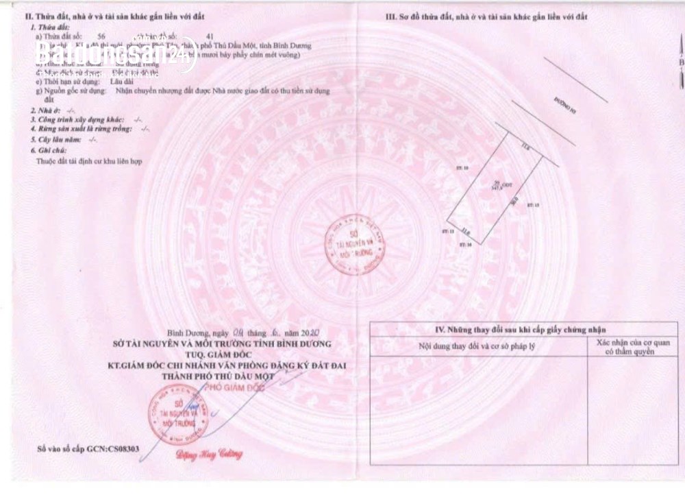 Bán lô đất 347,9m² mặt tiền đường Lê Lợi, phường Bình Dương – Vị trí vàng cho đầu tư kinh doanh.