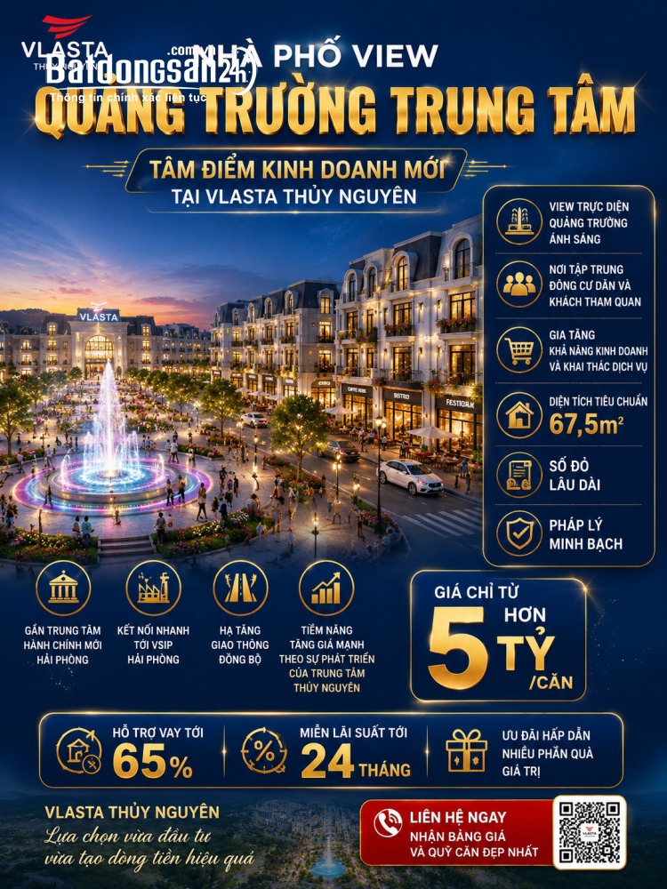  Nhà phố Vlasta Thủy Nguyên – View quảng trường trung tâm, tâm điểm kinh doanh mới.