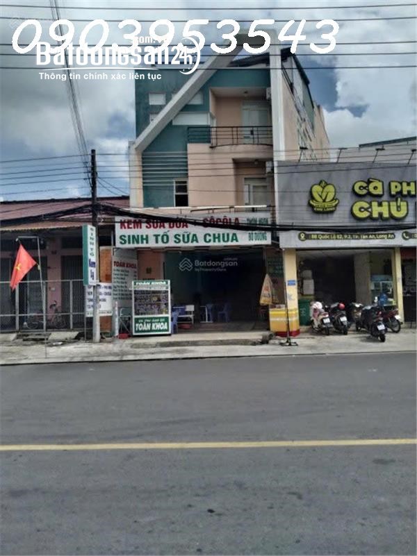 Bán tòa nhà 135m2, mặt tiền 6.5m, 90 Quốc lộ 62, Phường 1, TP. Tân An, Long An.