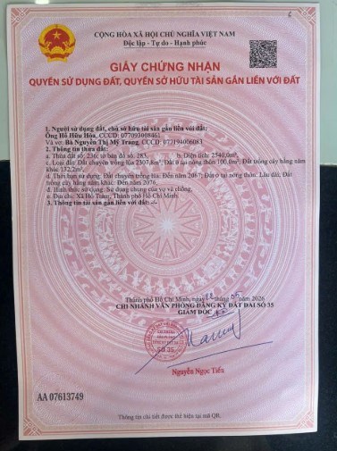 Bán đất vườn có thổ cư Hồ Tràm – 2.540m2 – View nghỉ dưỡng đẳng cấp – 9,8 tỷ.