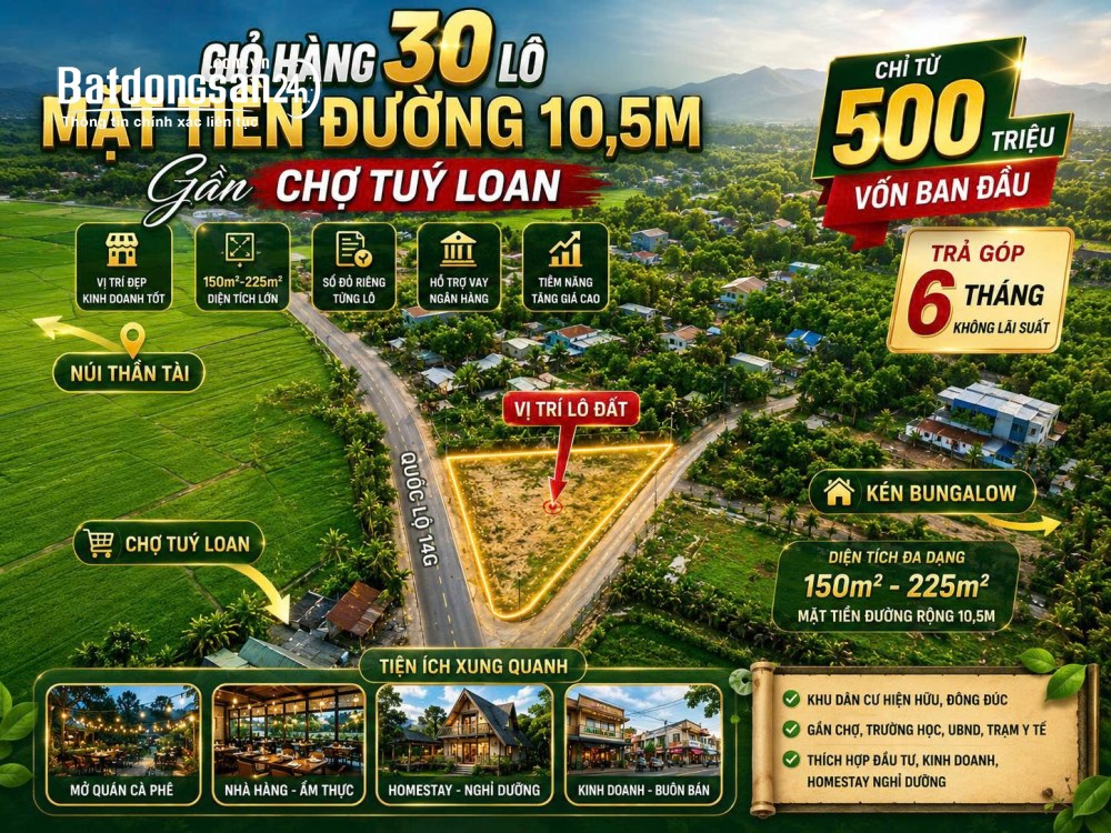 Đất nền mặt tiền Quốc lộ 14G, chỉ từ 1.4 tỷ đồng, cách sân bay Đà Nẵng 17km.