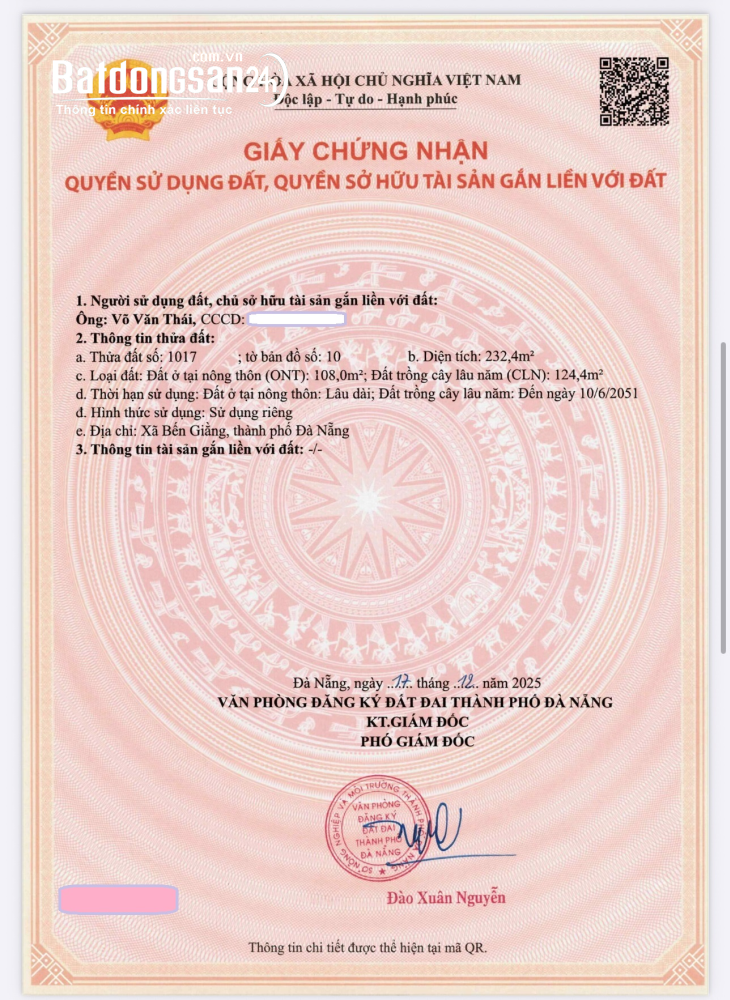 350 triệu - 232 mét đất mặt tiền Quốc lộ 14B - Nam Giang - Đà Nẵng