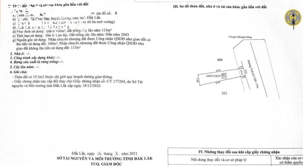 Bán đất mặt tiền Tỉnh lộ 2, xã Ea Na, Đắk Lắk, diện tích 213m2, giá 1,35 tỷ.