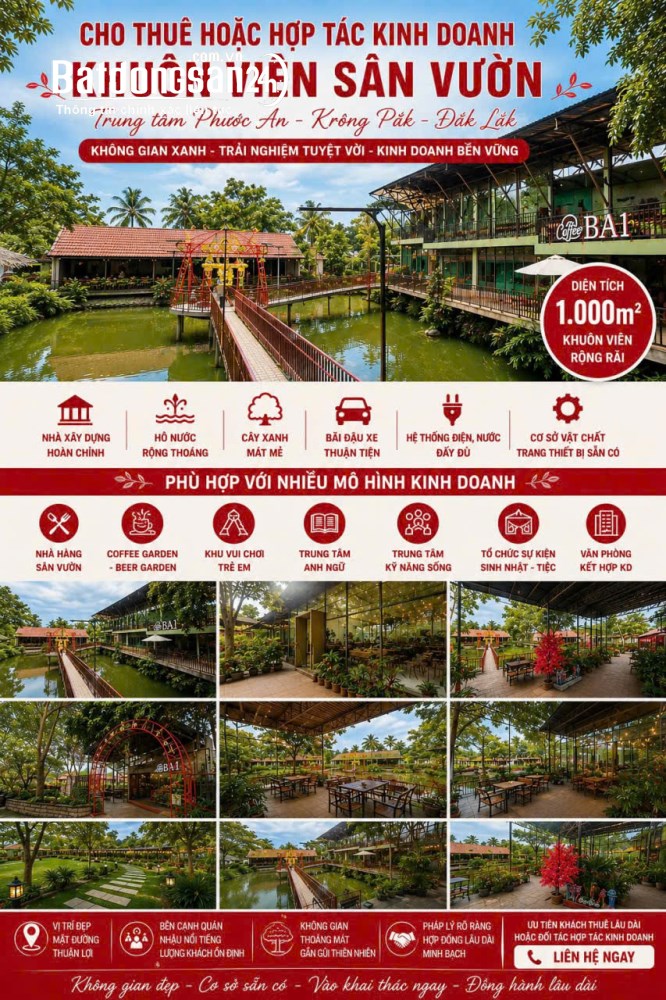 Cho thuê mặt bằng 1000m2, Xã Krông Pắc, Tỉnh Đắk Lắk.