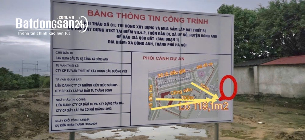 Bán đất nền trung tâm Đông Anh, 120m2, mặt tiền gần 6m - vị trí lõi hiếm có.