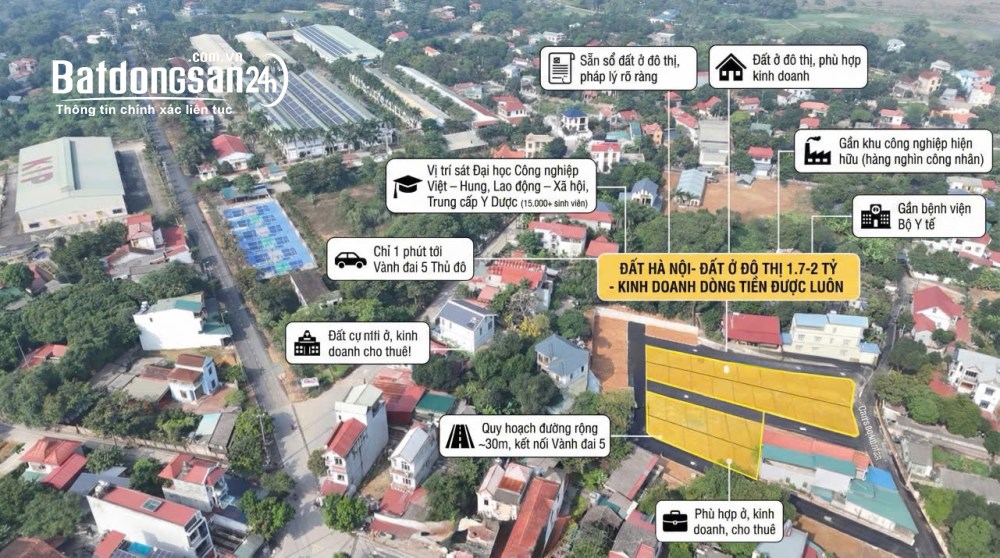 Cơ hội đầu tư đất nền Hòa Lạc – Vị trí cửa ngõ khu công nghệ cao, giá chỉ từ 1,7 tỷ.