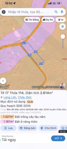 Lô đất 2.614m2, Châu Đức, TP. HCM – 2 mặt tiền, vị trí đắc địa – Giá 6 tỷ.