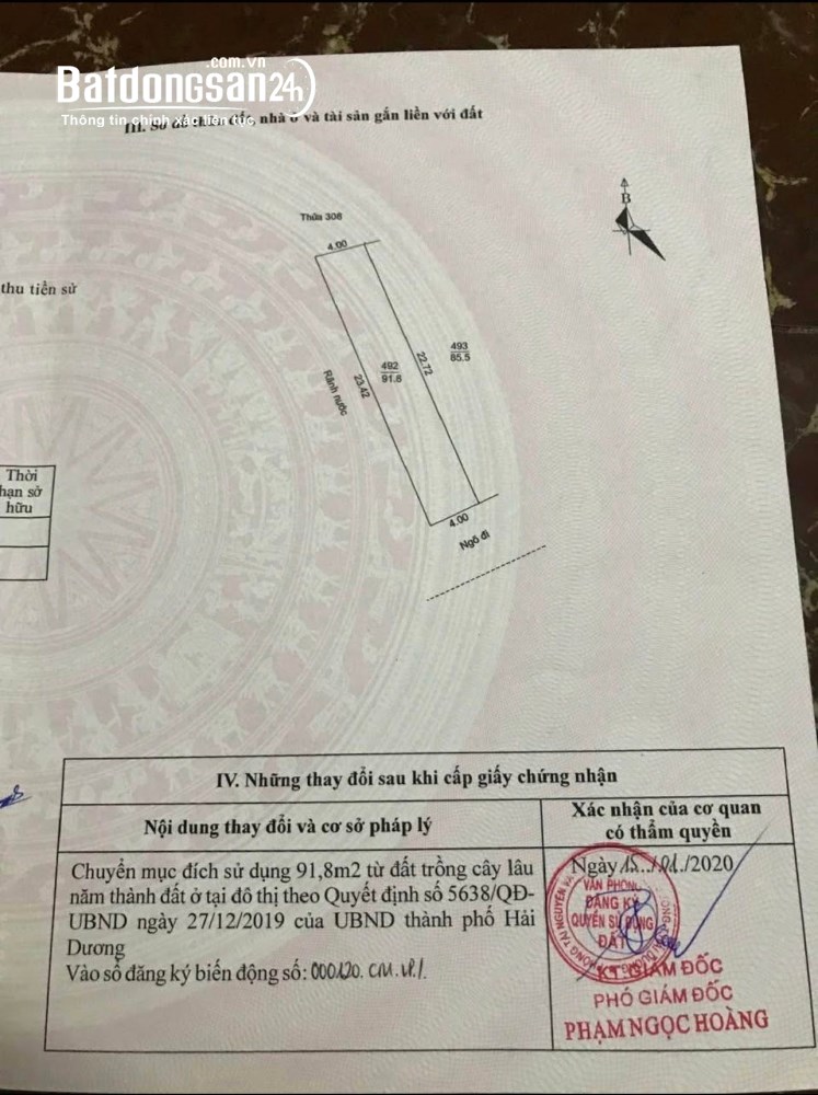 Bán đất ngõ 381 Ngô Quyền, Hải Dương – 91.8m2, đường ô tô thông thoáng.