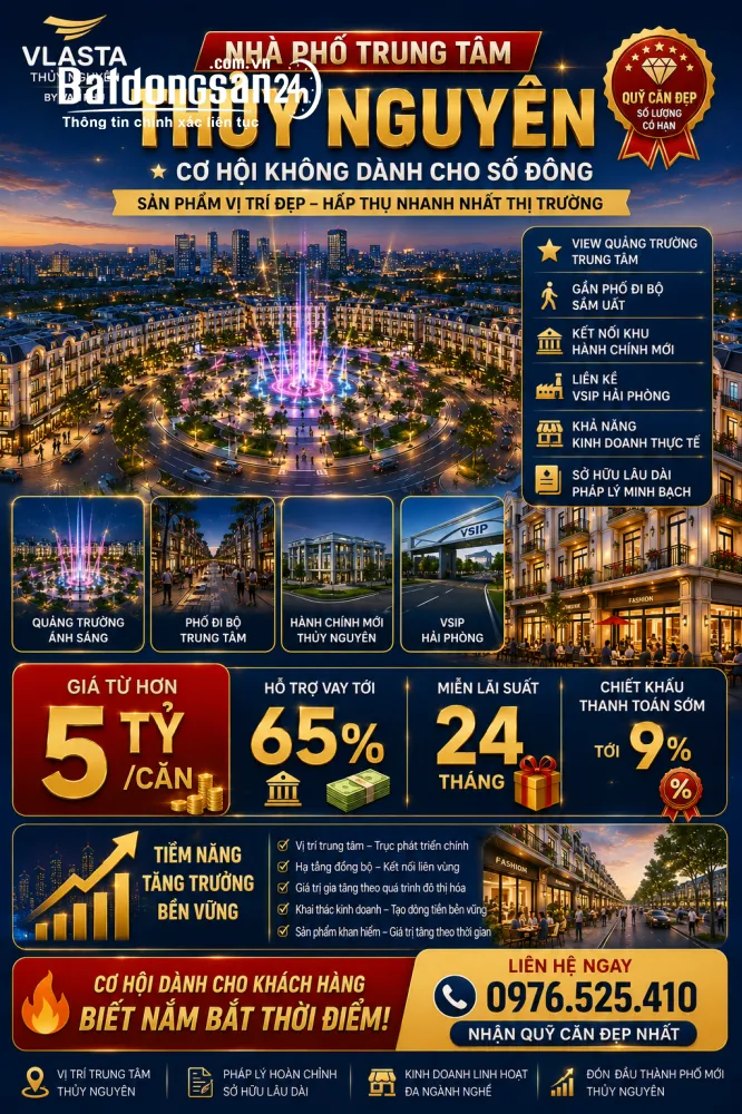 Siêu phẩm nhà phố Vlasta Thủy Nguyên - Điểm đến của các nhà đầu tư sành sỏi.