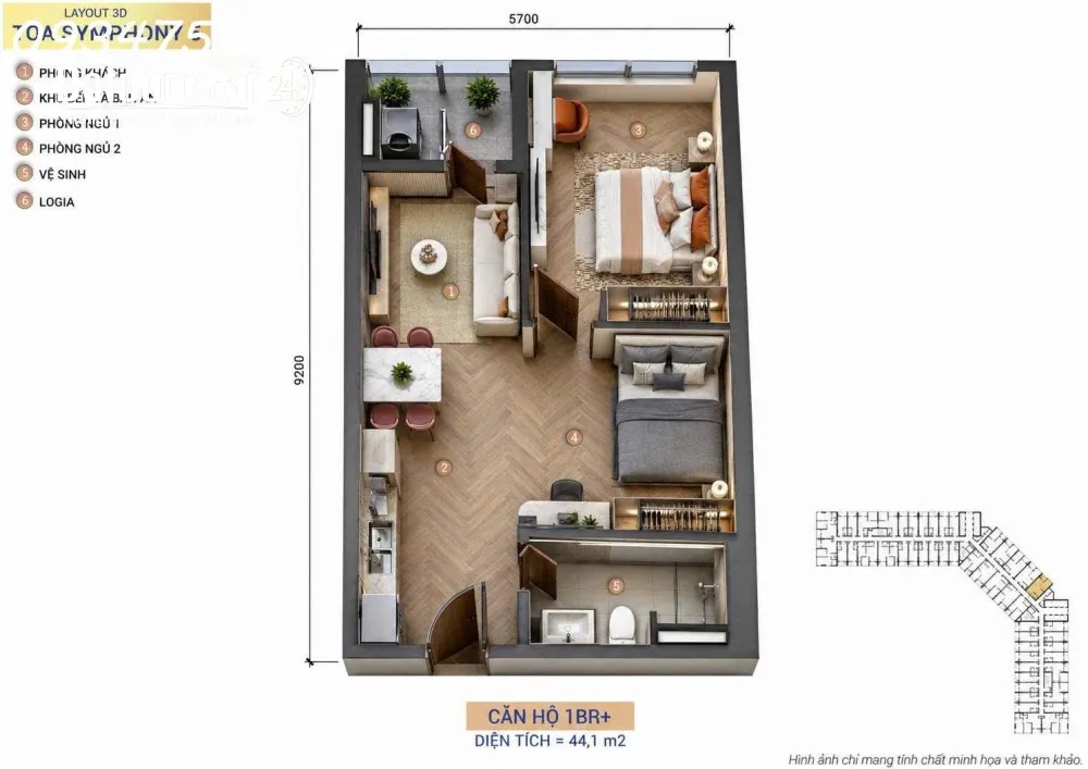  Bán căn hộ 1PN+ đẳng cấp tại tòa Symphony 5 – View sông Hàn & vịnh Đà Nẵng – chỉ từ 3,3 tỷ.