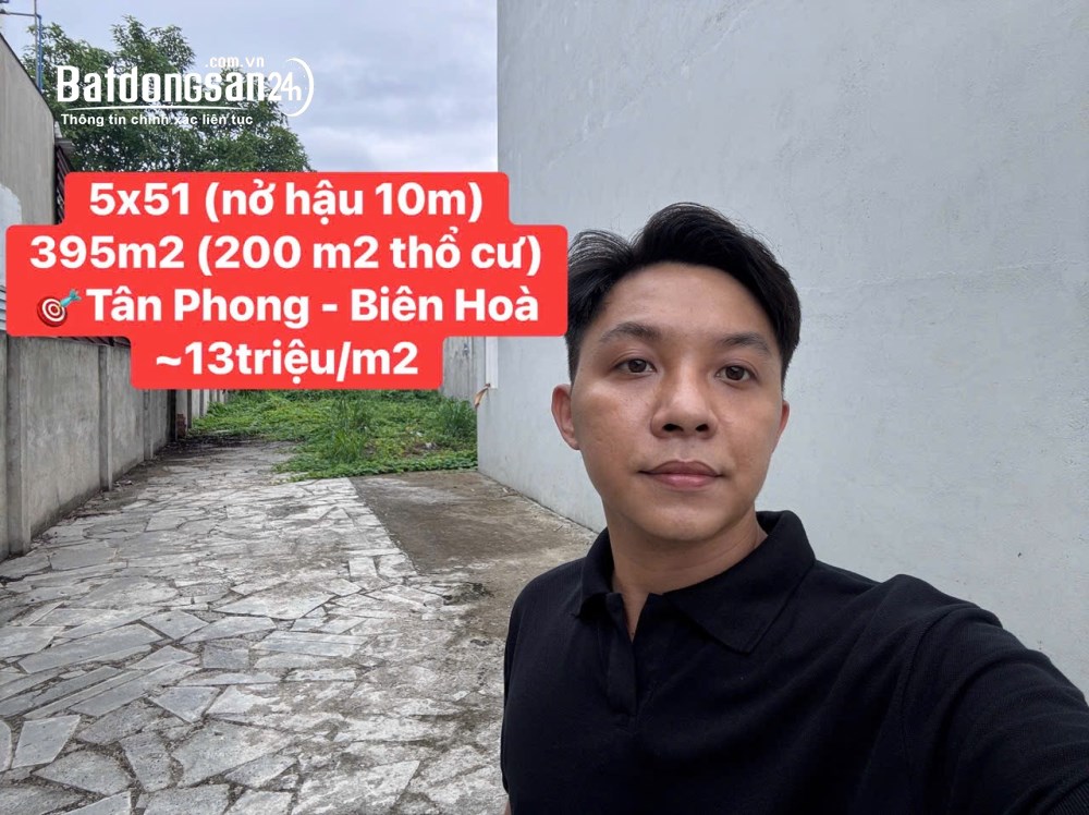 Cơ hội sở hữu 400m² đất đẹp tại Tân Phong, Biên Hòa – Đất nở hậu, sẵn 200m² thổ cư.