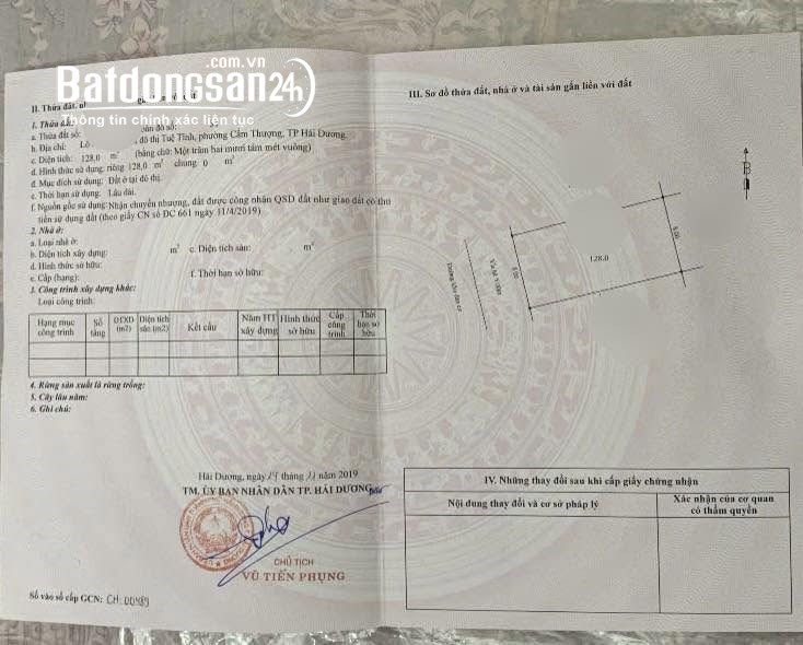 Đất mặt đường đôi Nguyễn Cao - KĐT Tuệ Tĩnh, P. Thành Đông, Hải Phòng, 128m2, giá tốt.