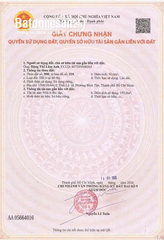 Bán nhà đúc 4 tầng hẻm 7m đường Tỉnh Lộ 10, Bình Tân - 50m2 - Giá 6.1 tỷ.