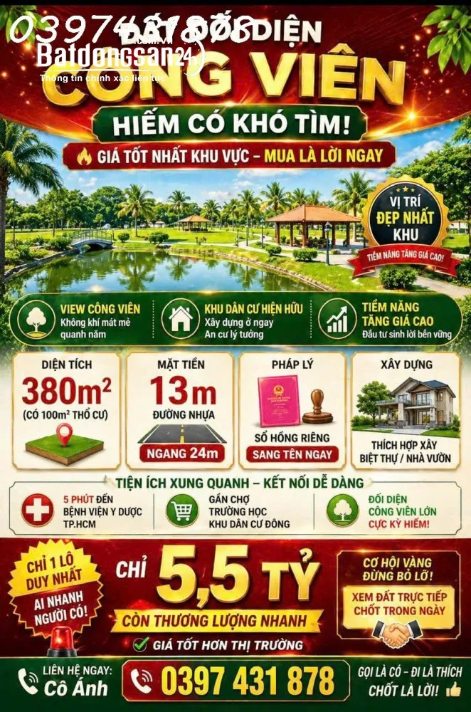 Bán đất khu tái định cư Hòa Long, thành phố Bà Rịa, diện tích 380,5m2, giá 5,5 tỷ.