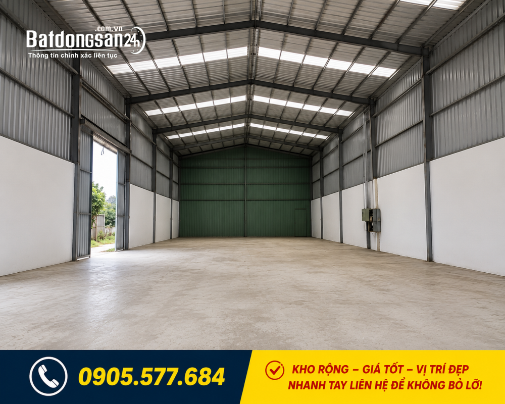 Cho thuê kho xưởng 500m2 tại Hòa Khánh, Đà Nẵng, xe container vào tận nơi, giá 25 triệu.
