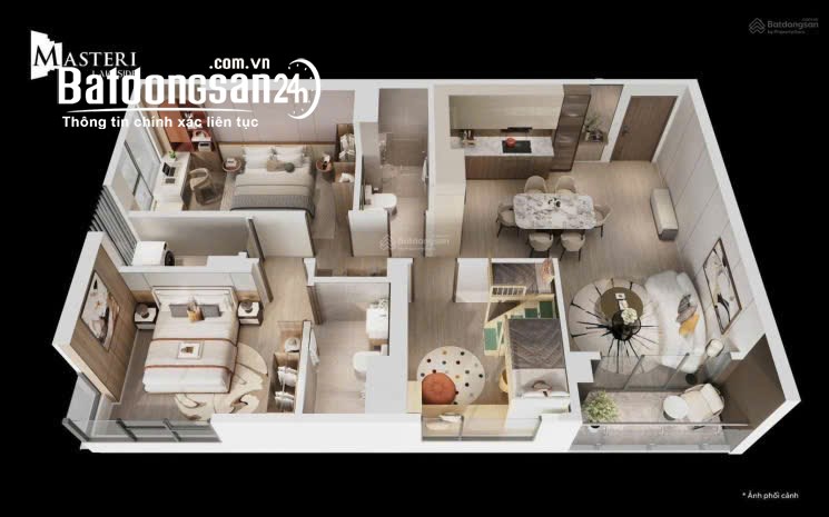 Căn 2PN+ Masteri Lakeside, Vinhomes Ocean Park, 63,8m2, view biệt thự, giá sốc 4,9 tỷ.