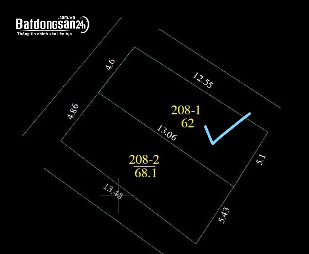 Đất 60m2, Đ. Chu Huy Mẫn, P. Phúc Lợi, Hà Nội, giá 130 triệu/m2, lô góc 2 mặt thoáng vĩnh viễn.