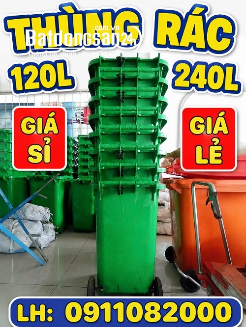 Thùng rác nhựa HDPE 120L, 240L, 660L chính hãng, giá xả kho, giao hàng toàn quốc.
