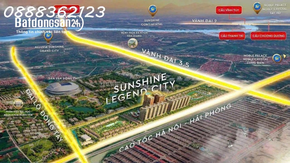 Căn hộ Sunshine Legend City, Xã Nghĩa Trụ, Hưng Yên, 51m², full nội thất, giá 3 tỷ.