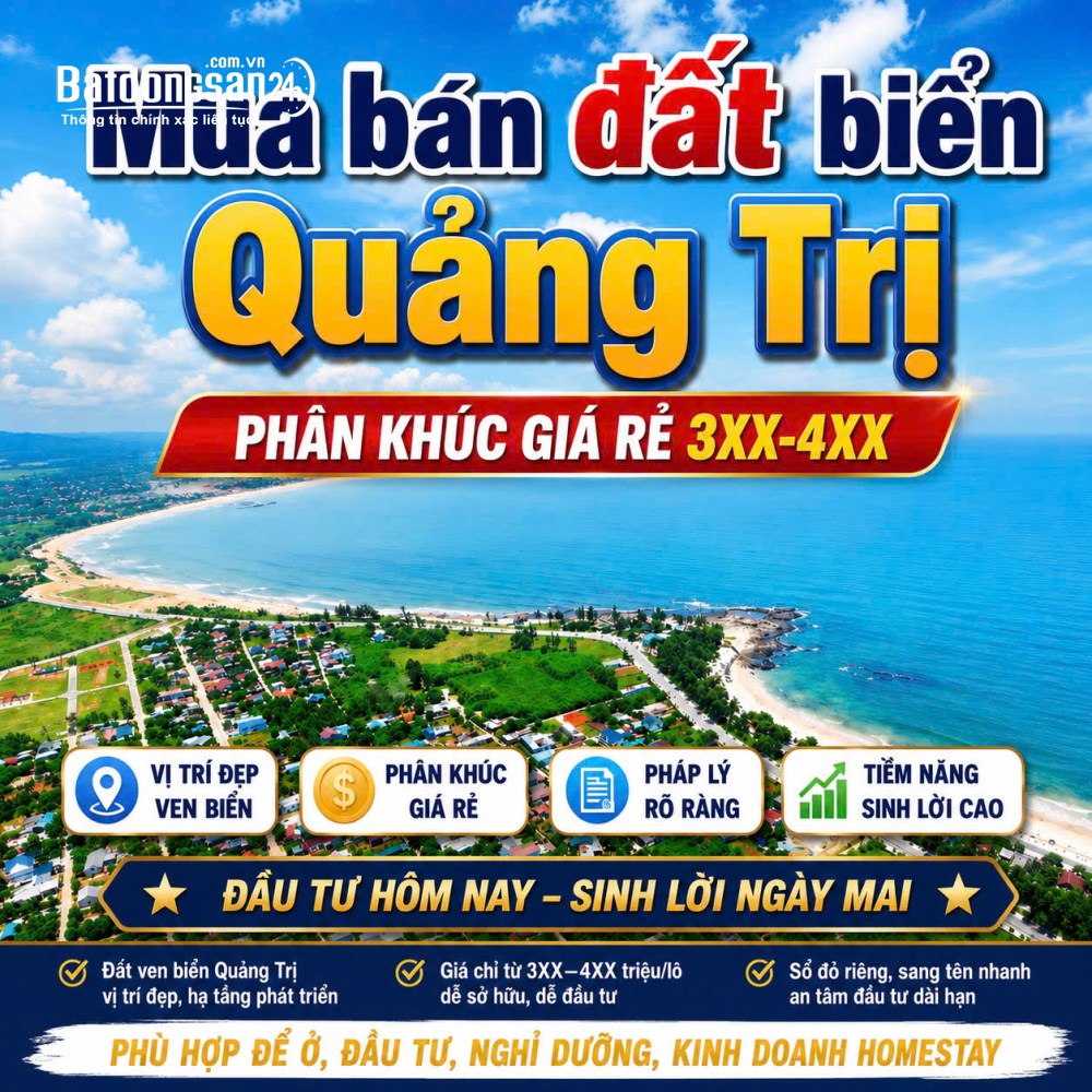 Đất nền ven biển Xã Cửa Tùng, Quảng Trị, pháp lý rõ ràng, giá chỉ từ 3XX triệu.