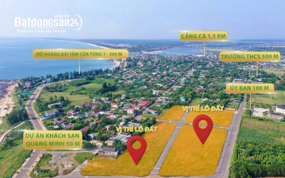 Bán đất biển Cửa Tùng, Quảng Trị, 200m2, đường 17m, đối diện bãi tắm, thích hợp xây homestay.