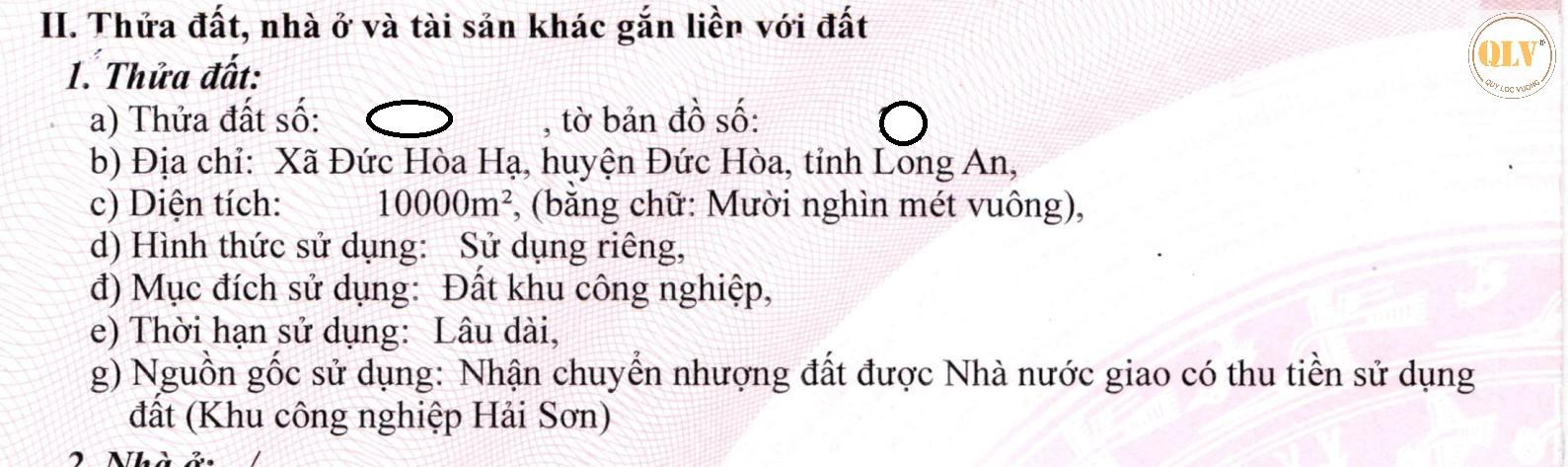 Bán kho-xưởng KCN Hải Sơn, Đức Hòa, 10.000m² hoàn công, 7.150m² xây dựng, pháp lý đầy đủ.