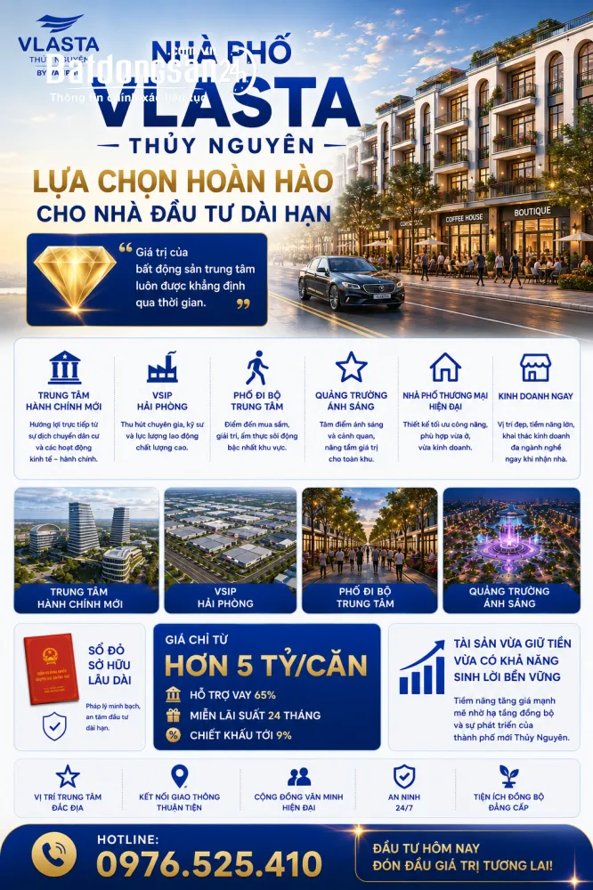 Duy Nhất 1 Căn Chỉ Hơn 4 Tỷ - Tại Vlasta Thủy Nguyên - Bàn Giao Nhà Ngay