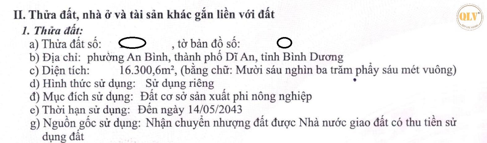 Kho xưởng Dĩ An Bình Dương, 16.200m², gần cầu vượt Sóng Thần, xây dựng 11.507m².