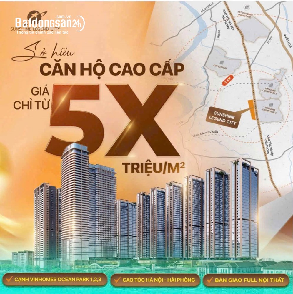 Sở hữu căn 2PN, 69m2, Sunshine Legend City, view biệt thự đảo, giá 3,76 tỷ, chiết khấu 10%.